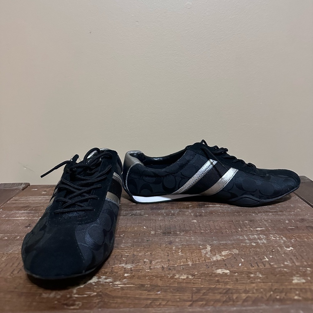 COACH Jayme Signature Sneakers Shoes Womens Black Suede Size 10M - Picture 4 of 7